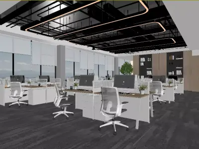 Modern office space 3D model buy