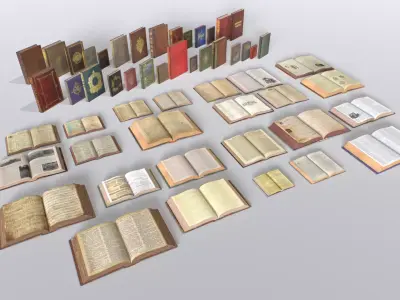 Old Books Low-poly 3D model