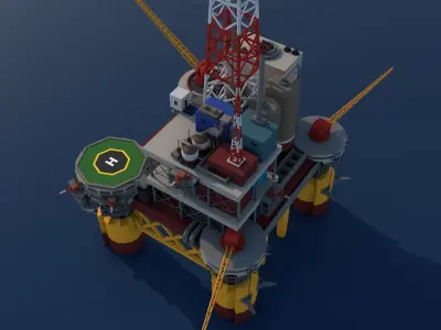 Oil Rig Platform Low-poly 3D model buy