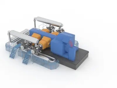 Indoor gas compressor Low-poly 3D model