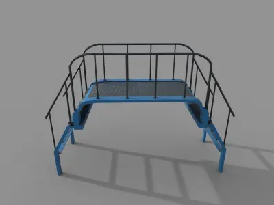 Metal Stairs and Platform Low-poly 3D model