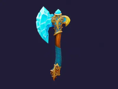 Crystal axe - Game Ready Weapon Low-poly 3D model