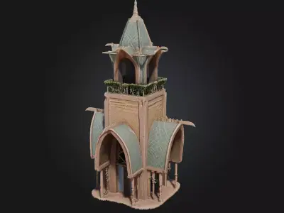 Elven Tower A Graceful Spire of Ancient Magic 3D model