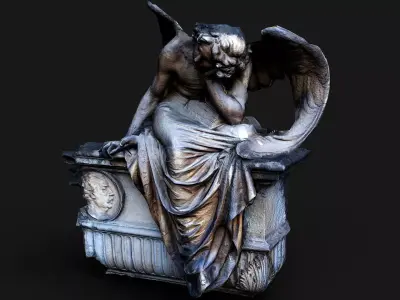 ancient ruins angel monument front part PBR photogrammetry Low-poly 3D model
