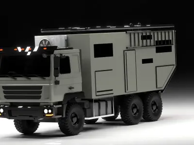 Military Style OffRoad Motorhome RV Low-poly 3D model