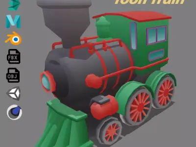 Toon Train Low-poly 3D model