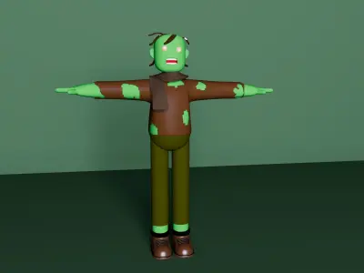 Low Poly Zombie Rigged 3D Model Game Ready Low-poly 3D model