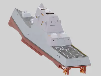 US NAVY USS Zumwalt DDG-1000 destroyer Low-poly 3D model