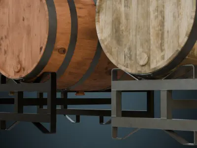 Wooden Barrel 1A Low-poly 3D model