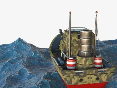 Cartoon Cosmo-Modern Military Boat  -Swift Corsair Low-poly 3D model