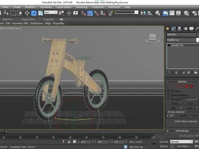 Wooden Balance Bike  Low-poly 3D model