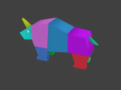 rhinoceros lowpoly colorful rhino 3D model
