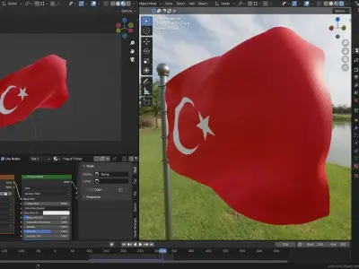 Animated Turkey Flags  3D model
