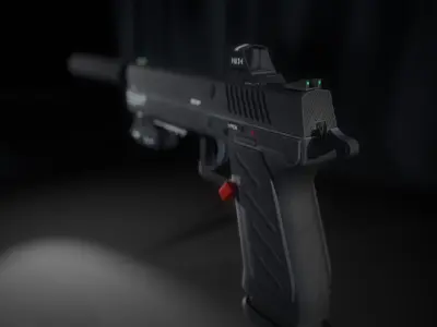 Pistol futuristic game ready Low-poly 3D model