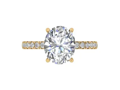 Oval Solitaire Ring 3D print model 2