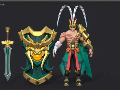 Sword shield Low-poly 3D model purchase