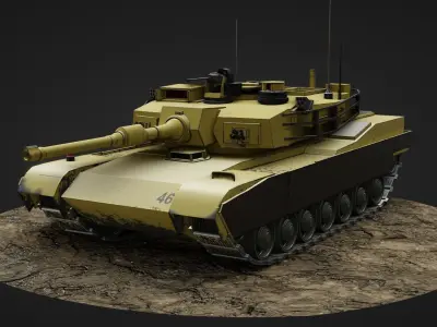 Army tank Low-poly 3D model