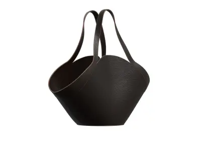Black Leather Big Tote Bag 3D model