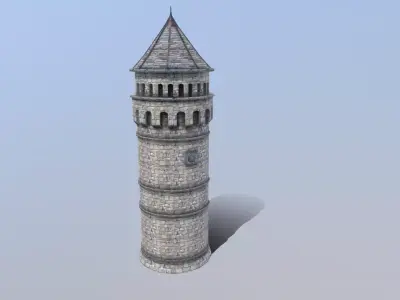 Medieval French Castle Tower Low-poly 3D model