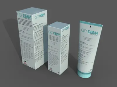 Cleanser bottle and box Low-poly 3D model