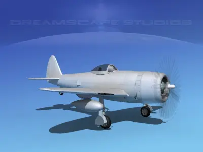 Republic P-47D Thunderbolt Bare Metal 3D model