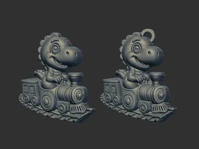 cute little dino train cnc keychain model 3D print model