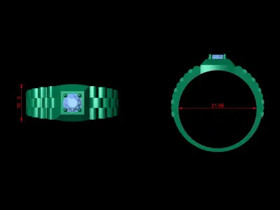 Signet Ring Diamond Link Style 3D print model