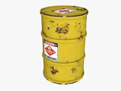 Metal Barrels PBR Low-poly 3D model