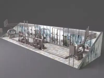 Fire-fighting pumping station 3D model purchase