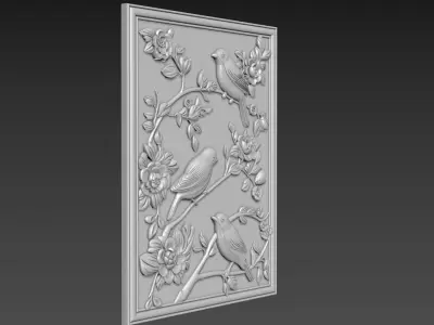Birds Wall Decor Bas-Relief 3D model