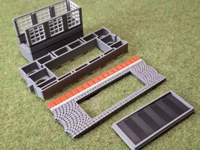 Single Edge Platform Underpass3 1-87 FDM color 3D print model
