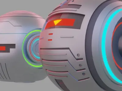 Futuristic Scifi Robotic Helmet Low-poly 3D model