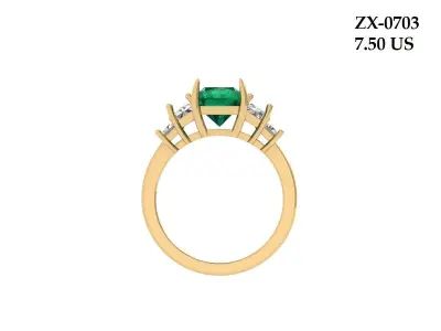 Emerald 5 Stone Art Deco Ring 3D print model