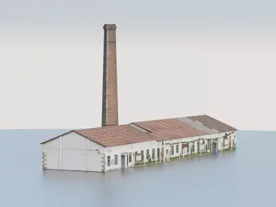 Chinese township factory  Low-poly 3D model