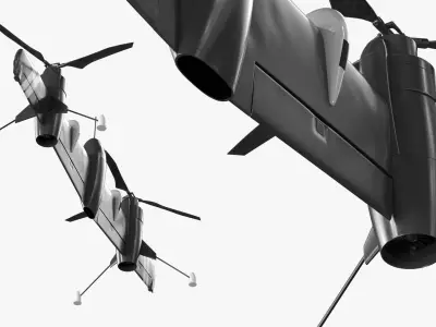  Prototype UAV Rotor Wing Technology Black Rigged for Cinema 4D 