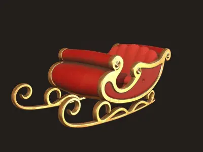 Environment - Christmas Santa Claus Sleigh Low-poly 3D model