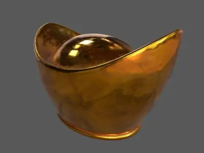 Gold Chinese Ingot Sycee Low-poly 3D model
