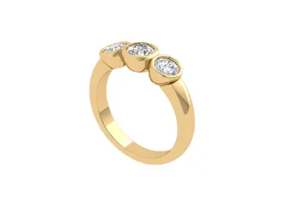 Solitair 3 Stone Ring 3D print model order