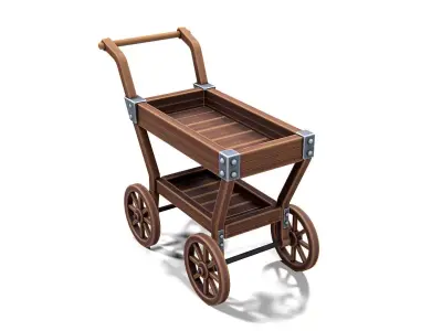 Wooden Cart 01 PBR Low-poly 3D model