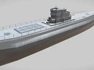 Submarine Low-poly 3D model 8