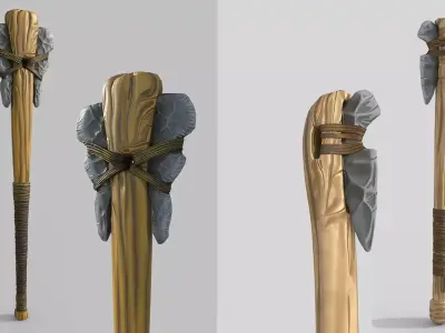 Stylized Primitive Axes with poor and improved versions Low-poly 3D model