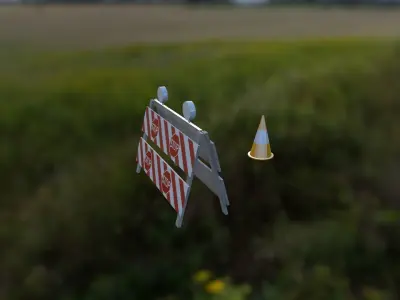 Traffic cone package Low-poly 3D model