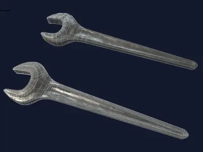 Single Open End Spanner Wrench PBR Game Ready Low-poly 3D model