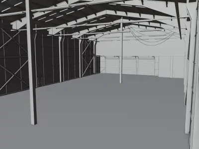 Used Empty Warehouse Interior 8K and 4K Textures Low-poly 3D model