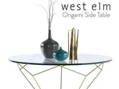 Western Elm Origami Table 30 inches 3D model
