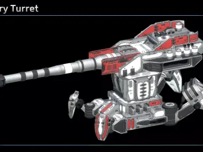 Artillery Turret Low-poly 3D model
