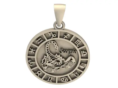 Scorpio Zodiac Pendant 3D print model