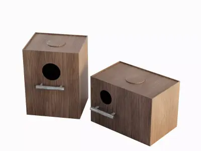 Wooden Birdhouse E 04 Low-poly 3D model