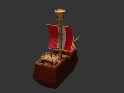 Stylized ship Low-poly 3D model