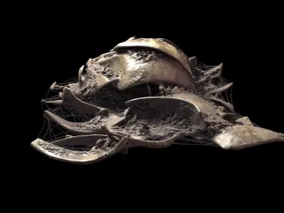 Broken Skull with Spider webs 1 3D model